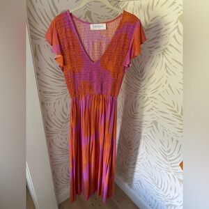 Vibrant Pink and Orange Maxi Dress